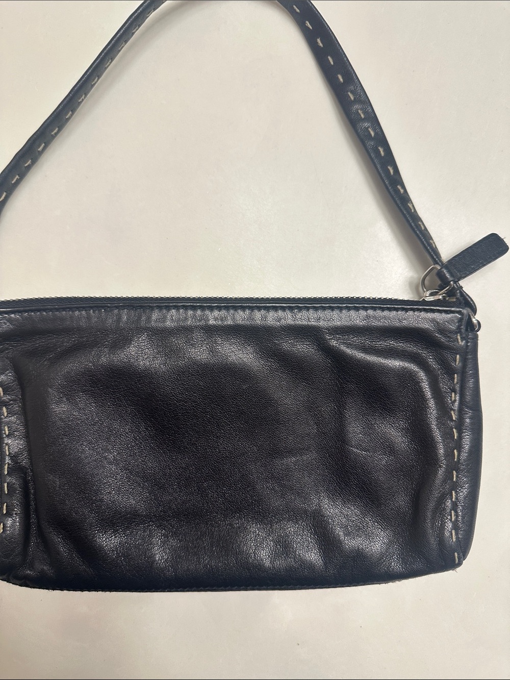 Lauren Ralph Lauren Black Leather Wristlet with Logo Patch - Picture 5 of 10